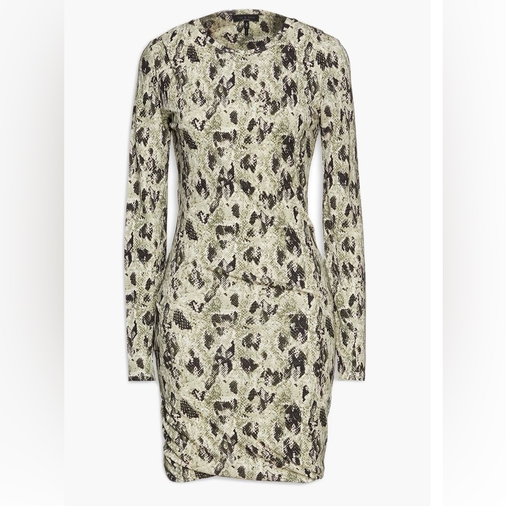 rag & bone Black and Cream Patterned Long Sleeve Dress